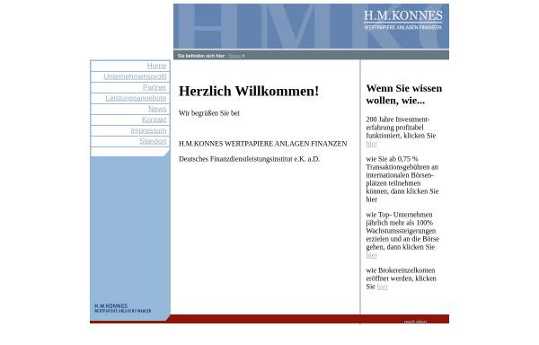 Vorschau von www.hmkonnes.de, H.M. Konnes Wertpapiere Anlagen Finanzen Deutsches Finanzdienstleistungsinstitut e.K.