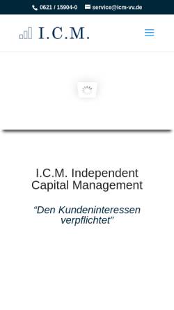 Vorschau der mobilen Webseite icm-vv.de, I.C.M. Independent Capital Management Vermögensberatung Mannheim GmbH