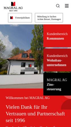 Vorschau der mobilen Webseite www.magral.de, Magral AG - Financial Brokers