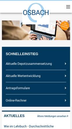 Vorschau der mobilen Webseite www.osbach.de, Osbach Vertriebs GmbH