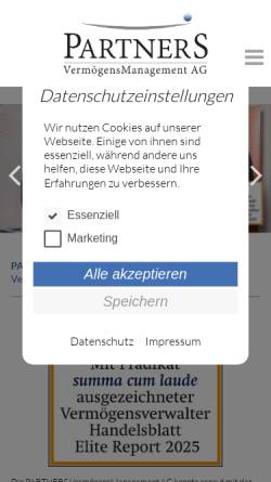Vorschau der mobilen Webseite www.pvm-ag.de, Partners VermögensManagement AG