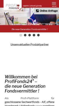 Vorschau der mobilen Webseite www.profifonds24.de, ProfiFonds24 GmbH & Co. KG