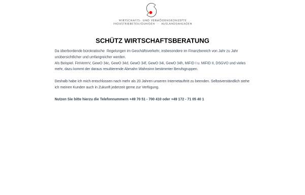 Vorschau von www.schuetz-wirtschaftsberatung.de, Schütz Wirtschaftsberatung - Joachim G. Schütz