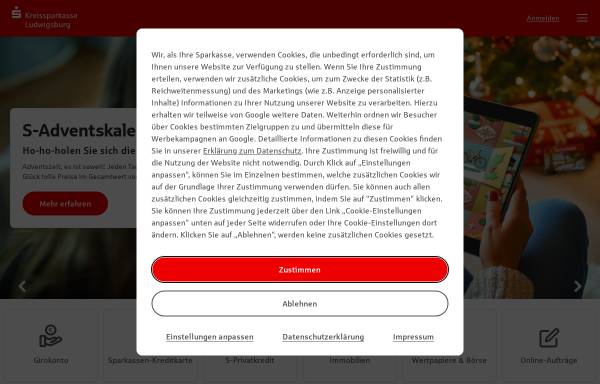 Vorschau von www.ksklb.de, Kreissparkasse Ludwigsburg