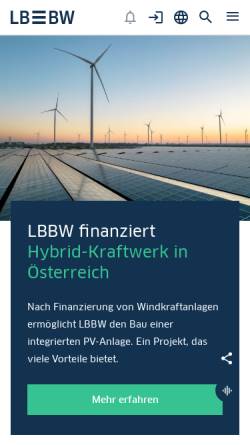 Vorschau der mobilen Webseite www.lbbw.de, Sachsen Bank
