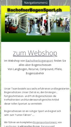 Vorschau der mobilen Webseite www.pfeil-bogen.ch, 3B Bachofner Bogen Bau