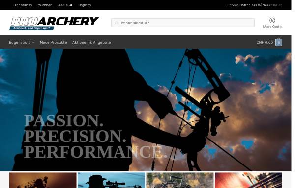 Vorschau von archery.ch, Bogensportfachgeschäft M's Discount Archery