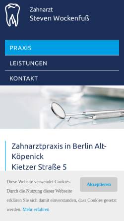 Vorschau der mobilen Webseite www.zahnarztpraxis-wockenfuss.de, Dr. Petra Wockenfuß