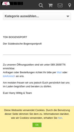 Vorschau der mobilen Webseite www.tdh-bogensport.de, TDH Bogensport