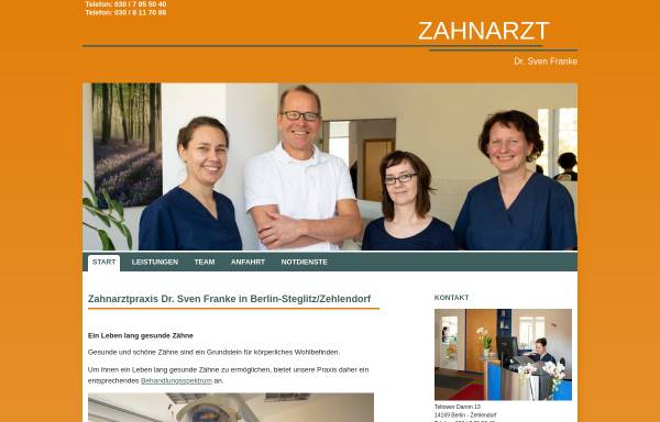 Vorschau von www.4zahn.de, Dr. Sven Franke - Dr. Andrea Hoffmann - Zahnarztpraxis
