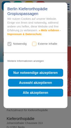 Vorschau der mobilen Webseite www.berlin-kieferorthopaedie.de, Flydental Zahn- und Dentaltechnik GmbH