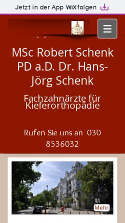 Vorschau der mobilen Webseite www.drschenk-kfo.de, Privatdozent Dr. Schenk