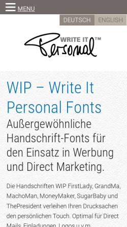 Vorschau der mobilen Webseite www.wipfonts.com, Write It Personal Fonts