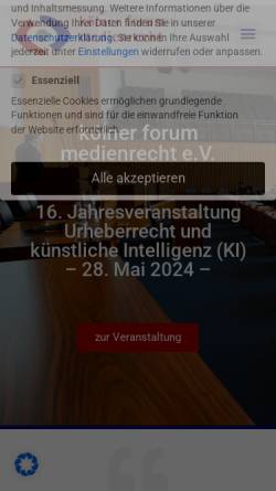 Vorschau der mobilen Webseite koelner-forum-medienrecht.de, Kölner Forum