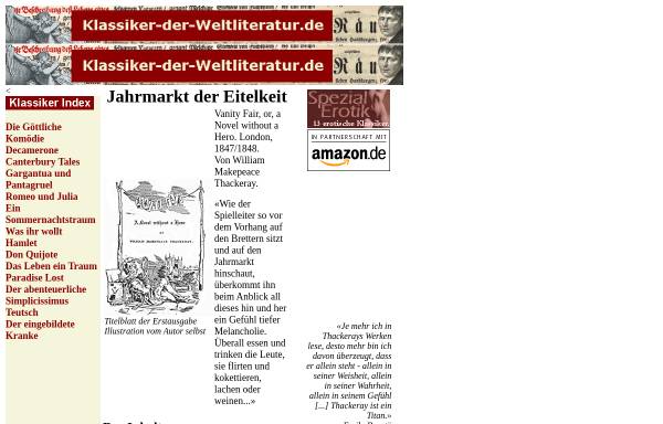 Vorschau von www.klassiker-der-weltliteratur.de, William Makepeace Thackeray: Jahrmarkt der Eitelkeit
