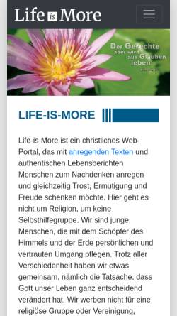 Vorschau der mobilen Webseite www.life-is-more.at, Life is more