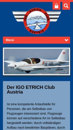 Vorschau der mobilen Webseite www.amateurflugzeugbau.at, Igo Etrich Club Österreich
