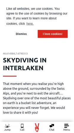 Vorschau der mobilen Webseite www.skydiveswitzerland.ch, Scenic Air AG