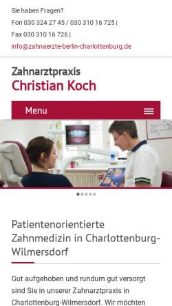 Vorschau der mobilen Webseite www.zahnaerzte-berlin-charlottenburg.de, Zahnarztpraxis Christian Koch
