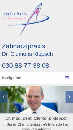 Vorschau der mobilen Webseite www.zaehneberlin.de, Zahnarztpraxis Dr. Babette Keucher