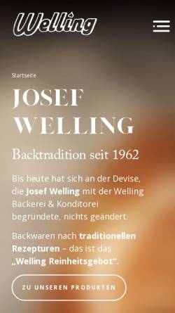 Vorschau der mobilen Webseite www.baeckerei-welling.de, Bäckerei Welling