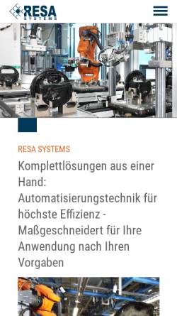 Vorschau der mobilen Webseite www.resa.de, Resa GmbH System Engineering