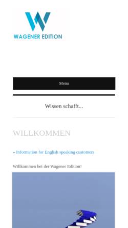 Vorschau der mobilen Webseite www.wagener-edition.de, Wagener Edition