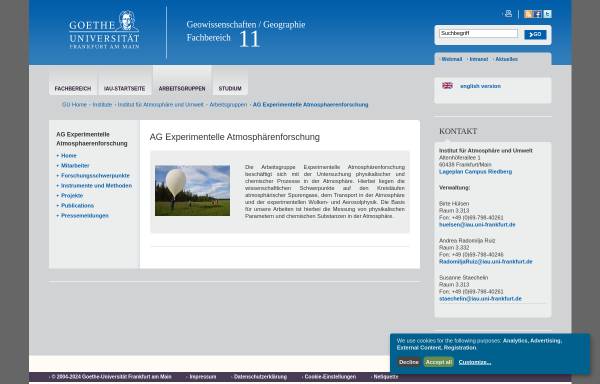 Vorschau von www.geo.uni-frankfurt.de, Arbeitsgruppe Physik der Atmosphäre