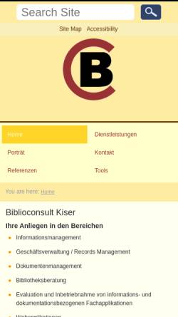 Vorschau der mobilen Webseite www.biblioconsult.ch, Biblioconsult Kiser