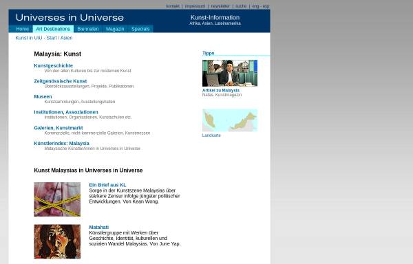 Vorschau von www.universes-in-universe.de, Kunst in Malaysia