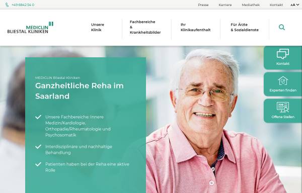 Vorschau von www.bliestal-kliniken.de, Bliestal Kliniken