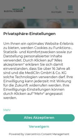 Vorschau der mobilen Webseite www.bliestal-kliniken.de, Bliestal Kliniken