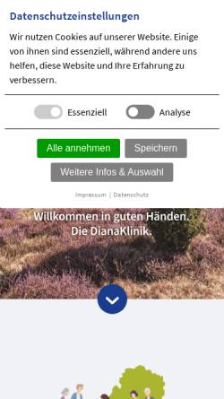 Vorschau der mobilen Webseite diana-klinik.de, DIANA Krankenhausbetriebsgesellschaft mbH