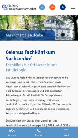Vorschau der mobilen Webseite www.fachklinikum-sachsenhof.de, Fachklinikum Sachsenhof