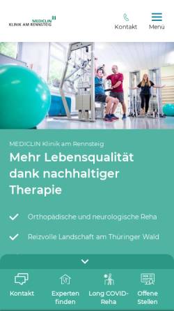 Vorschau der mobilen Webseite www.klinik-am-rennsteig.de, Klinik am Rennsteig