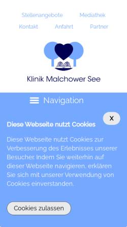 Vorschau der mobilen Webseite www.reha-klinik-malchow.de, Klinik Malchower See GmbH