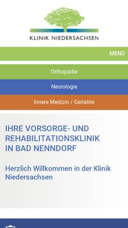 Vorschau der mobilen Webseite www.klinikniedersachsen.de, Klinik Niedersachsen