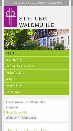 Vorschau der mobilen Webseite www.haus-burgwald.de, Rehabilitationszentrum für suchtkranke Menschen