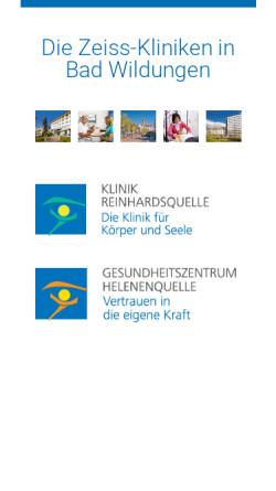 Vorschau der mobilen Webseite www.zeiss-kliniken.de, Zeiss Sanatorien - Reinhardsquelle - Helenenquelle