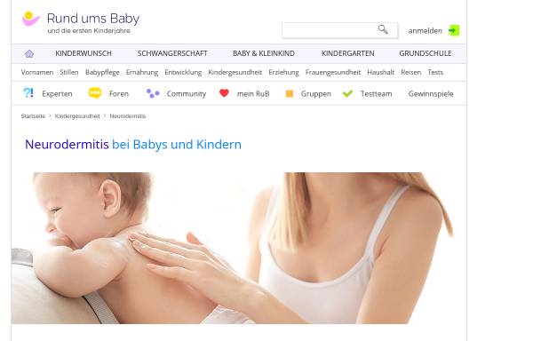 Vorschau von www.rund-ums-baby.de, Neurodermitis bei Kindern