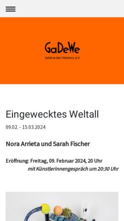 Vorschau der mobilen Webseite gadewe.de, GaDeWe - Galerie des Westens e.V.