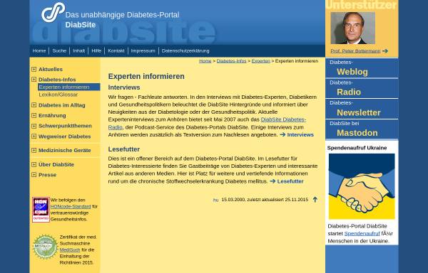 Vorschau von www.diabsite.de, Experten informieren