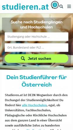 Vorschau der mobilen Webseite www.studieren.at, Studieren.at - Studienführer