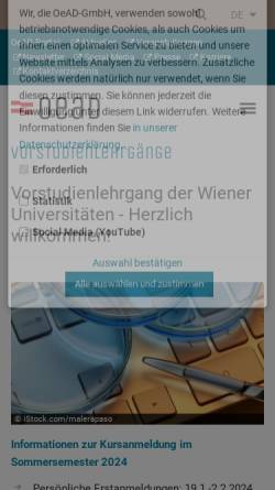 Vorschau der mobilen Webseite www.vwu.at, VWU - Vorstudienlehrgang der Wiener Universitäten