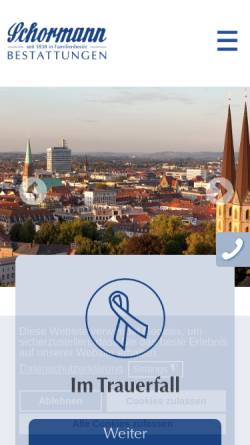 Vorschau der mobilen Webseite schormann-bestattungen.de, Conrad Schormann Bestattungen