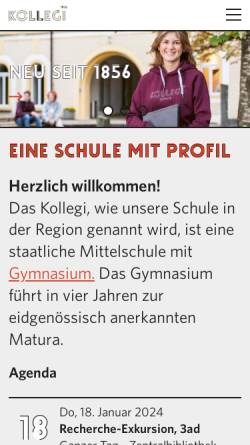 Vorschau der mobilen Webseite kks.ch, Kantonsschule Kollegium Schwyz