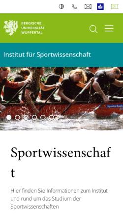 Vorschau der mobilen Webseite www.sportwissenschaft.uni-wuppertal.de, Fachbereich Sportwissenschaft der Universität Wuppertal