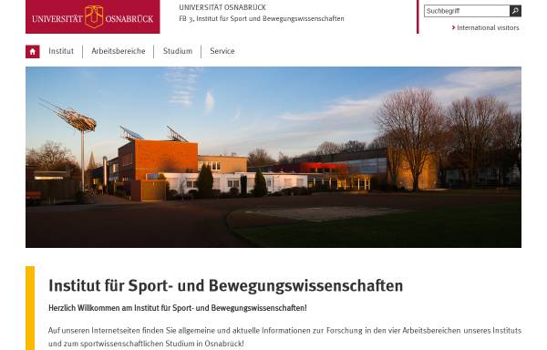 Vorschau von www.sport.uni-osnabrueck.de, Fachgebiet Sport und Sportwissenschaft an der Universität Osnabrück