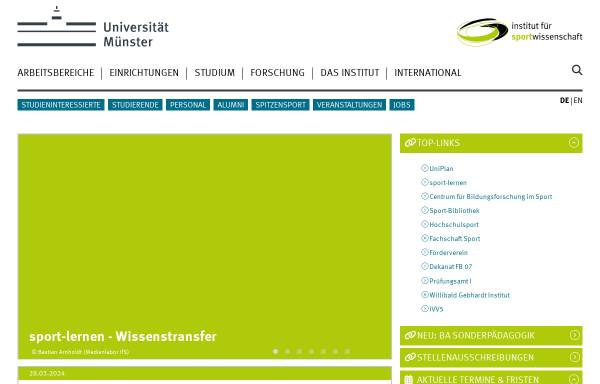 Vorschau von www.uni-muenster.de, Fachrichtung Sportwissenschaft der Universität Münster