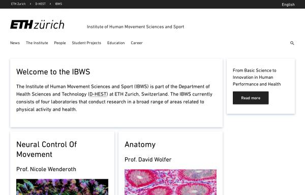 Vorschau von www.ibsw.ethz.ch, Institut für Bewegungs- und Sportwissenschaften der ETH Zuerich